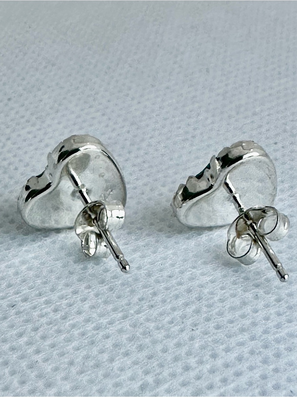 Sterling Silver Turquoise Inlay Heart Stud Earrings View 4